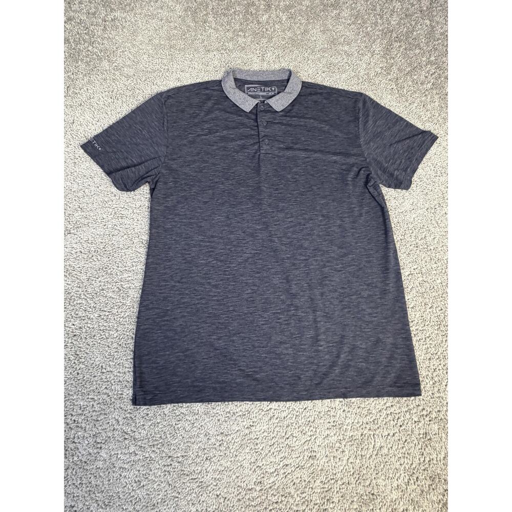 ANETIK Polo Shirt Mens L Black Premium Performance VINT UPF 30+ Collared Jersey